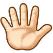hand with fingers splayed: light skin tone pentru platforma Samsung