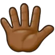 hand with fingers splayed: medium-dark skin tone สำหรับแพลตฟอร์ม Samsung