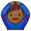 man gesturing OK: medium-dark skin tone for Samsung platform