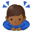 man bowing: medium-dark skin tone for Samsung platform