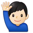 man raising hand: light skin tone for Samsung platform