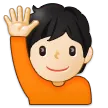 person raising hand: light skin tone لمنصة Samsung