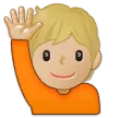person raising hand: medium-light skin tone per la piattaforma Samsung