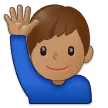 man raising hand: medium skin tone для платформы Samsung