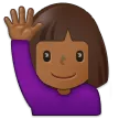 Samsung cho nền tảng woman raising hand: medium-dark skin tone