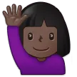 woman raising hand: dark skin tone untuk platform Samsung