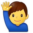 man raising hand til Samsung platform