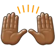 raising hands: medium-dark skin tone per la piattaforma Samsung
