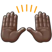 raising hands: dark skin tone per la piattaforma Samsung
