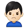 man frowning: light skin tone for Samsung platform