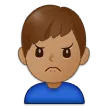 man frowning: medium skin tone voor Samsung platform