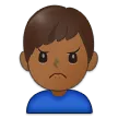 man frowning: medium-dark skin tone untuk platform Samsung
