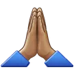 folded hands: medium skin tone pentru platforma Samsung