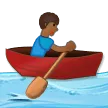 man rowing boat: medium-dark skin tone for Samsung platform