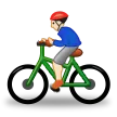 man biking: light skin tone for Samsung platform