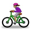 woman biking: medium skin tone til Samsung platform