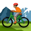 person mountain biking: medium skin tone untuk platform Samsung