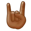 sign of the horns: medium-dark skin tone สำหรับแพลตฟอร์ม Samsung