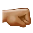 right-facing fist: medium skin tone untuk platform Samsung