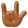 love-you gesture: medium-dark skin tone สำหรับแพลตฟอร์ม Samsung