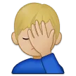 man facepalming: medium-light skin tone untuk platform Samsung