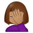 Samsung cho nền tảng woman facepalming: medium skin tone