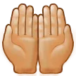 palms up together: medium-light skin tone untuk platform Samsung