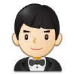 man in tuxedo: light skin tone for Samsung platform