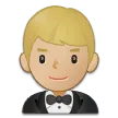 man in tuxedo: medium-light skin tone for Samsung platform