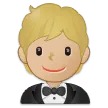 person in tuxedo: medium-light skin tone per la piattaforma Samsung