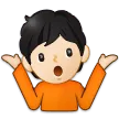 person shrugging: light skin tone per la piattaforma Samsung
