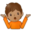 person shrugging: medium skin tone สำหรับแพลตฟอร์ม Samsung