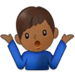 man shrugging: medium-dark skin tone til Samsung platform