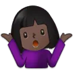 woman shrugging: dark skin tone untuk platform Samsung