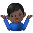 man shrugging: dark skin tone for Samsung platform