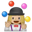 woman juggling: medium-light skin tone for Samsung platform
