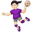 woman playing handball: light skin tone untuk platform Samsung