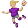 woman playing handball: medium-light skin tone pentru platforma Samsung