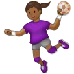 woman playing handball: medium-dark skin tone for Samsung platform