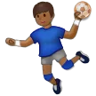 man playing handball: medium-dark skin tone for Samsung platform