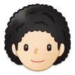 person: light skin tone, curly hair pentru platforma Samsung