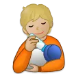 person feeding baby: medium-light skin tone สำหรับแพลตฟอร์ม Samsung