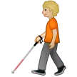person with white cane: medium-light skin tone pentru platforma Samsung