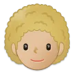 Samsung platformu için person: medium-light skin tone, curly hair