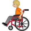 person in manual wheelchair: medium-light skin tone สำหรับแพลตฟอร์ม Samsung
