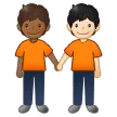 people holding hands: medium-dark skin tone, light skin tone para la plataforma Samsung