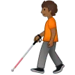 person with white cane: medium-dark skin tone para a plataforma Samsung