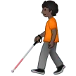 person with white cane: dark skin tone para la plataforma Samsung