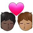 kiss: person, person, dark skin tone, medium skin tone لمنصة Samsung