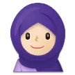 woman with headscarf: light skin tone untuk platform Samsung